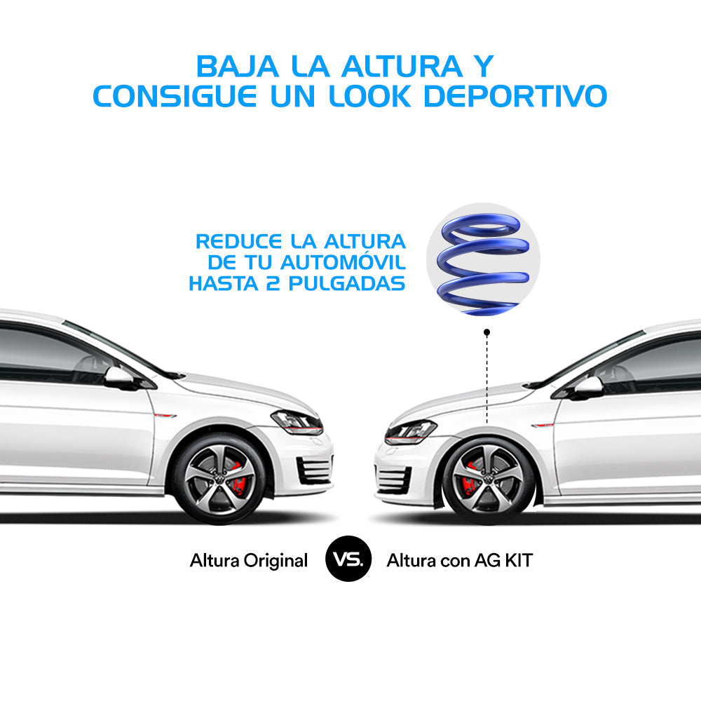 Resortes y Amortiguadores Deportivos AG Volkswagen Golf A7 2014-2019 Delanteros y Traseros
