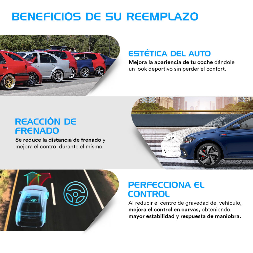 Resortes Deportivos, Amortiguadores Deportivos y Bases AG Volkswagen Jetta A4 1999-2008 Delanteros