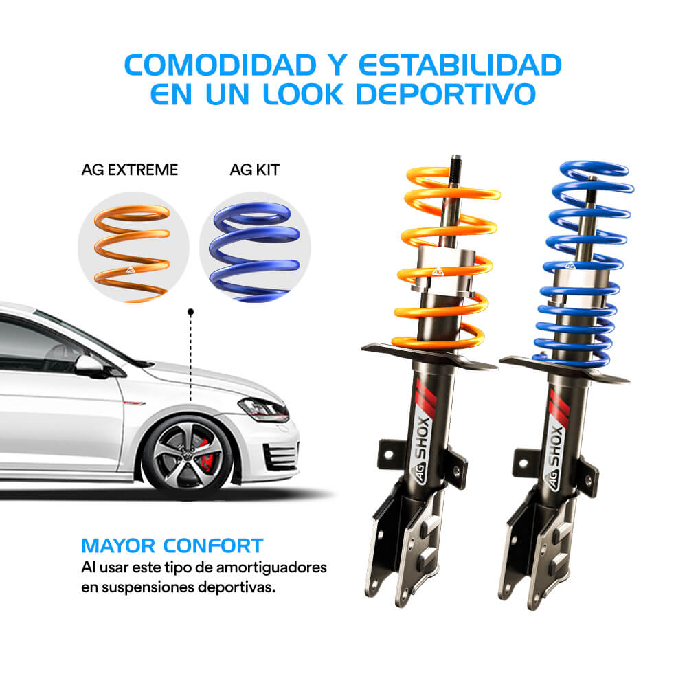 Resortes y Amortiguadores Deportivos AG Volkswagen Golf A7 2014-2019 Delanteros y Traseros