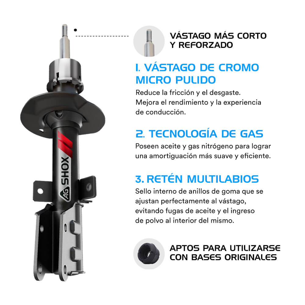Resortes Deportivos, Amortiguadores Deportivos y Bases AG Volkswagen Jetta A4 1999-2008 Delanteros