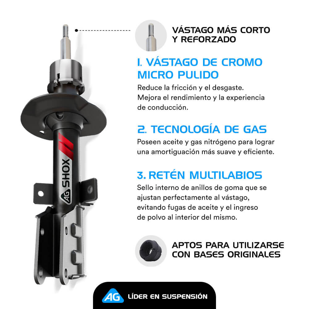 Resortes Deportivos y Amortiguadores Deportivos AG Volkswagen Golf A7 (Carter 55 mm) (Trasero Eje Suspensión Independiente Buje 10 mm) 2014-2019 Delanteros y Traseros
