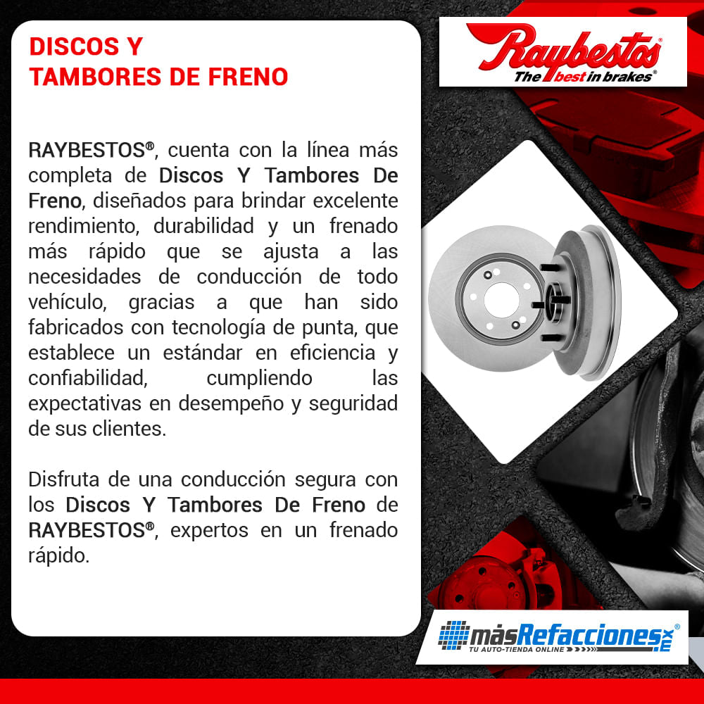 TAMBOR DE FRENOS TRASERO IZQUIERDO O DERECHO COMPATIBLE CON CHEVROLET AVEO DE 2008 A 2018 RAYBESTOS®