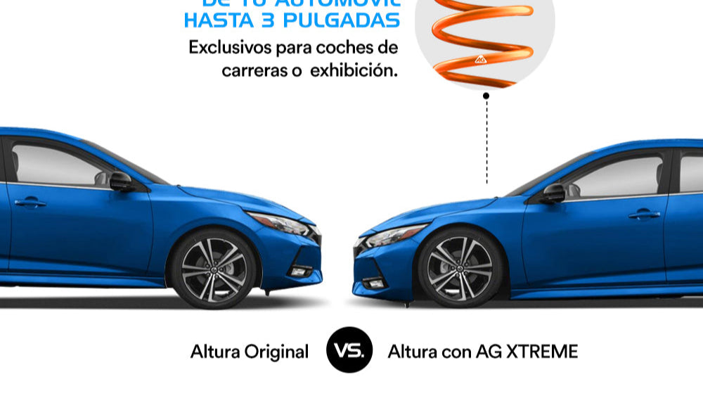 Resortes Deportivos y Amortiguadores Deportivos AG Volkswagen Golf A7 (Carter 55 mm) (Trasero Eje Suspensión Independiente Buje 10 mm) 2014-2019 Delanteros y Traseros